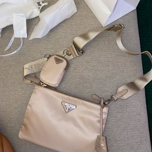 Prada Nylon Re-Edition 2000 Shoulder Bag Cream